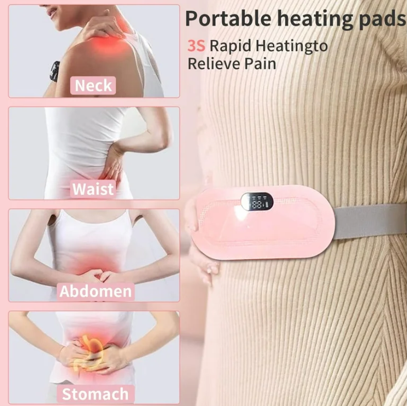 Period Pain Cramp Relief Belt -Portable Menstrual Heating Pad, Heated Belly Belt for Menstrual Cramp Relief with 3 Heat Levels and 4 Modes, Electric Belt Massage for Women and Girls