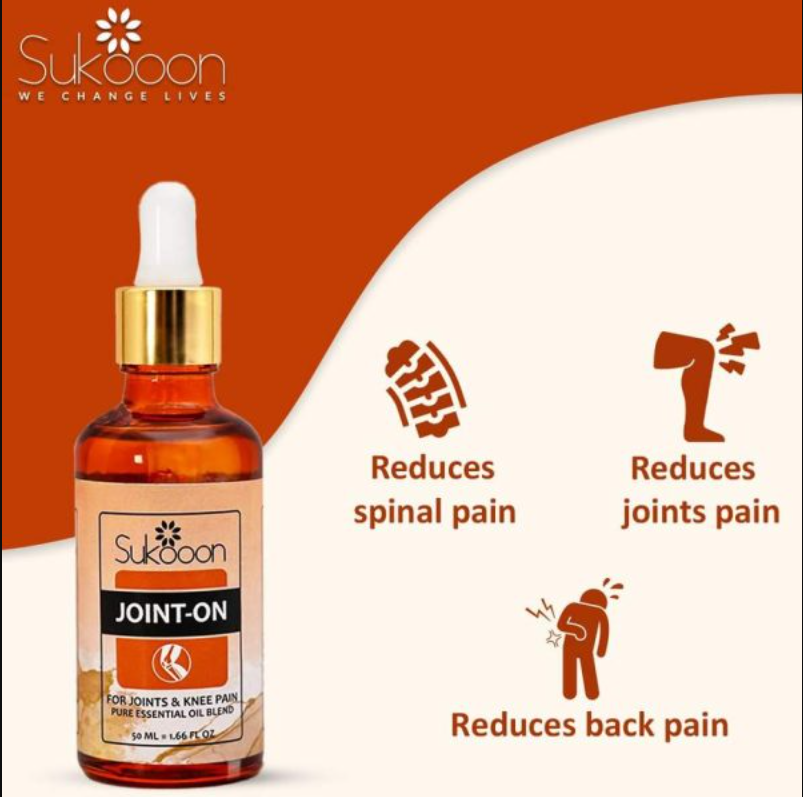 Sukoon Joint On Essential Oil Blend For Pain In Joints, Back Pain, Arthritis Pain, Knee Pain, Tennis Elbow, Strains And Sprains (30ml)