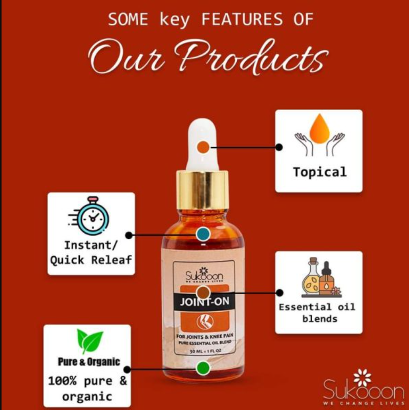 جوڑوں کے درد، کمر درد، گٹھیا کے درد، گھٹنوں کا درد، ٹینس ایلبو، تناؤ اور موچ کے درد کے لیے سکون جوائنٹ پر ضروری تیل کا مرکب (30 ملی لیٹر)